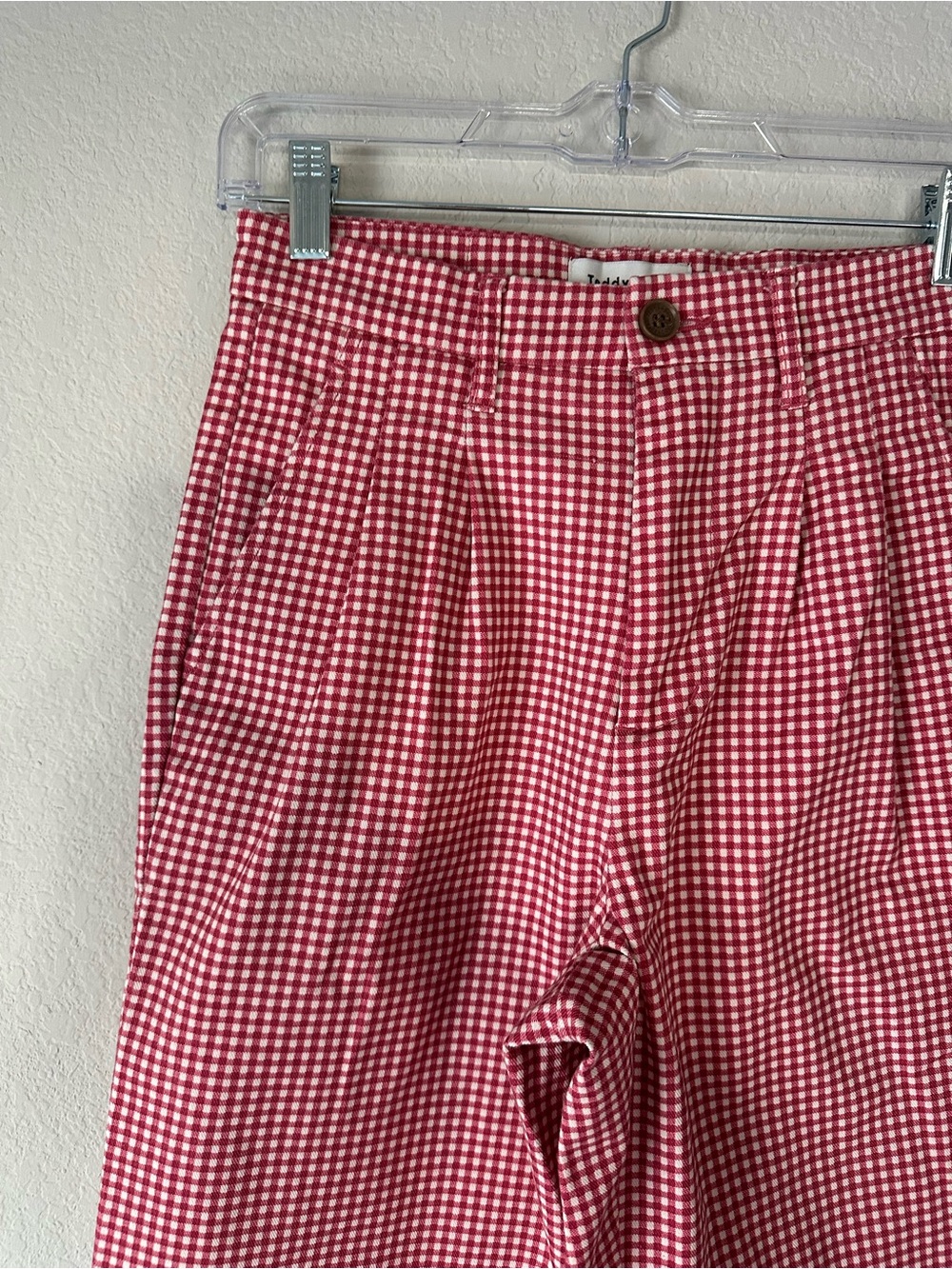 Teddy Fresh High Waist Red Gingham Pleated Trousers Women’s size 26
